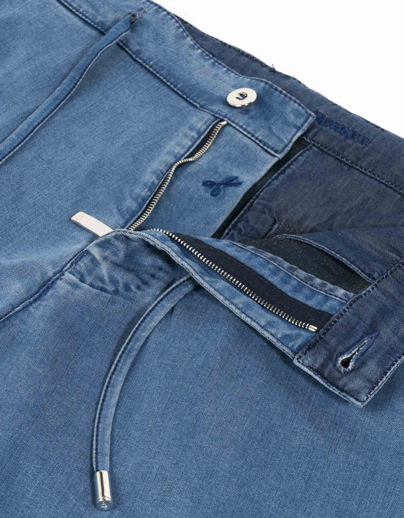 Scissor Scriptor  Blue Straight-Leg Drawstring Chinos image